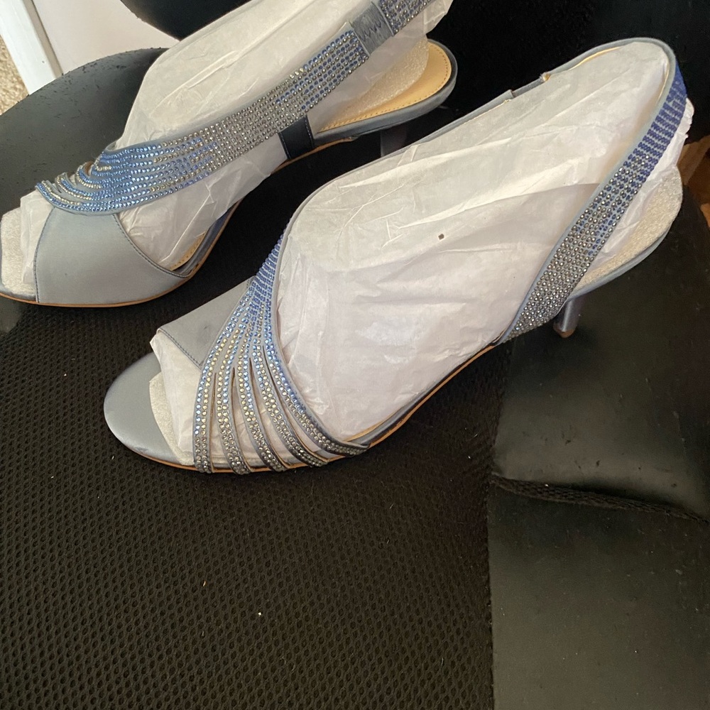 LadiesSparkling Blue Evening Shoes - Picture 2 of 4